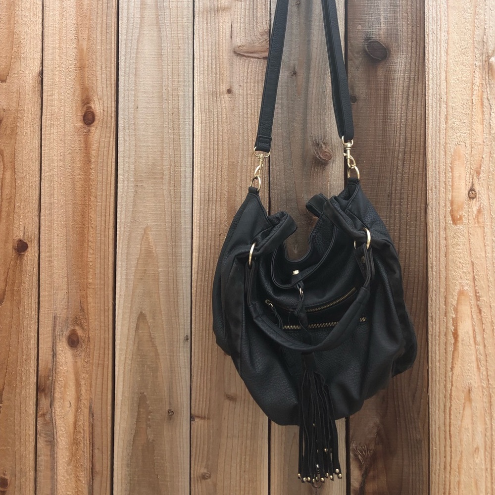 Black Urban Outfitters Purse, Long Strap FRINGE